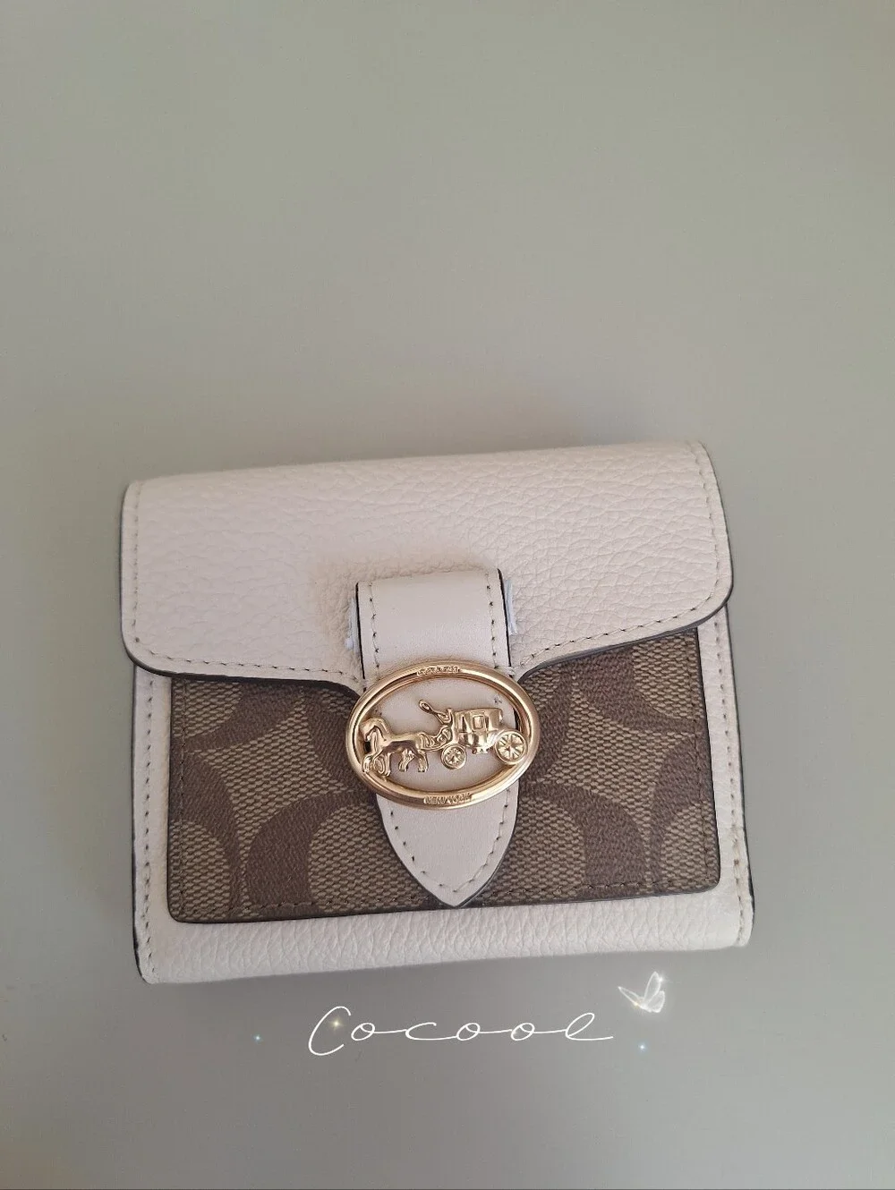 NWT Coach Georgie Small Wallet In Signature Canvas 7250 Khaki Chalk